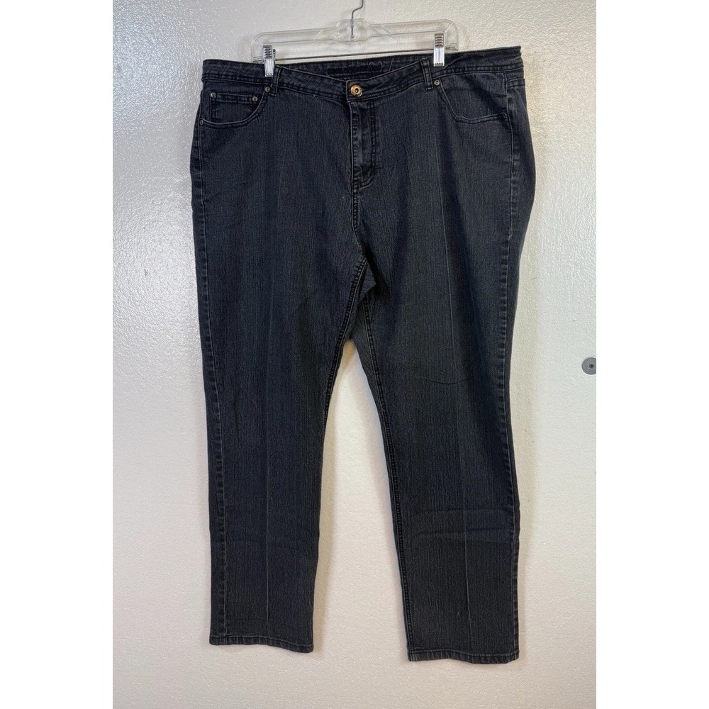 Ashley Stewart Womens Jeans Plus Sz 22 Black‎ Denim Straight Leg Stretch Hipster